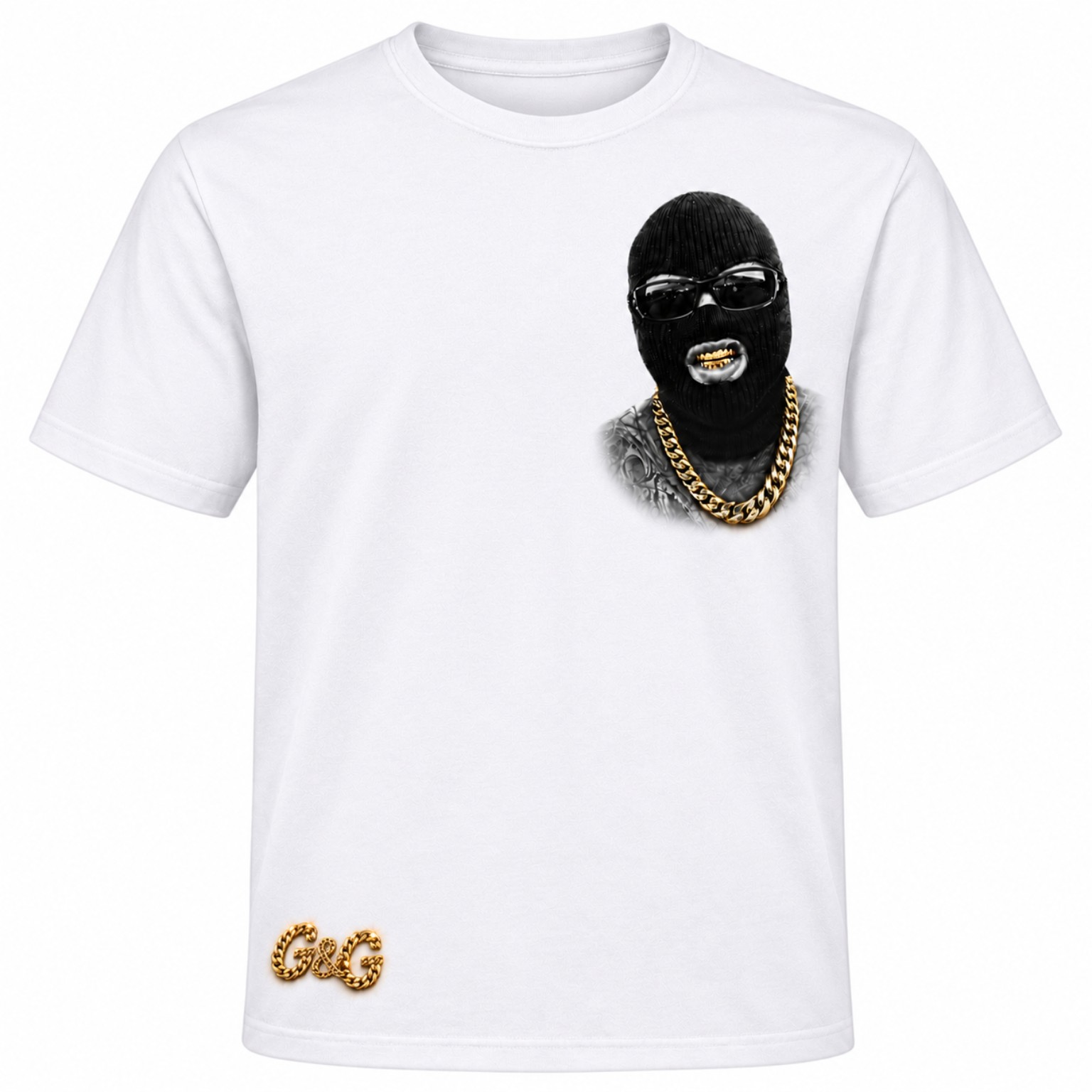 White Gentleman & Gangsta masked portrait T-shirt